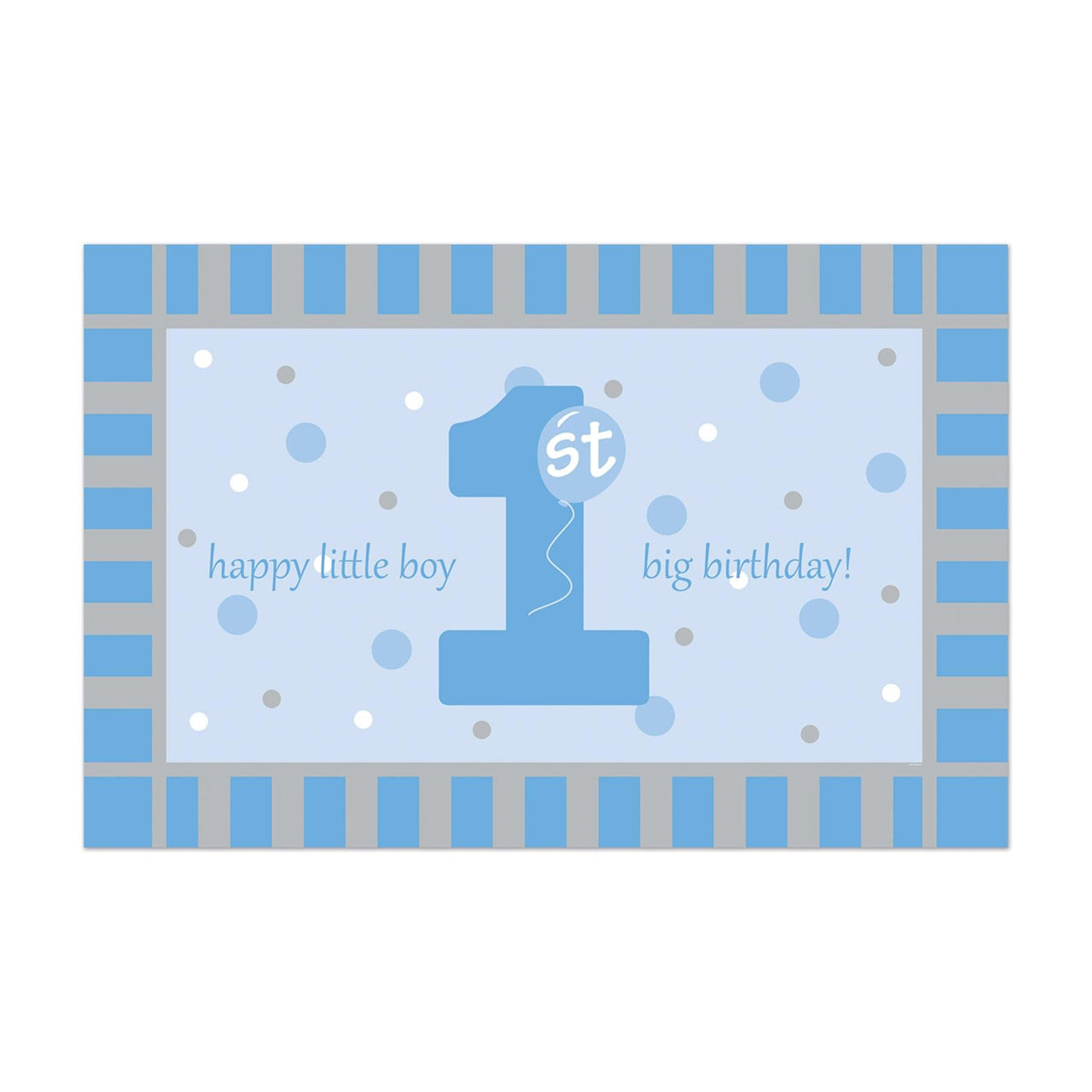 Plastic 1st Birthday Party Floor Mat- Blue - Bulk 12 Pack