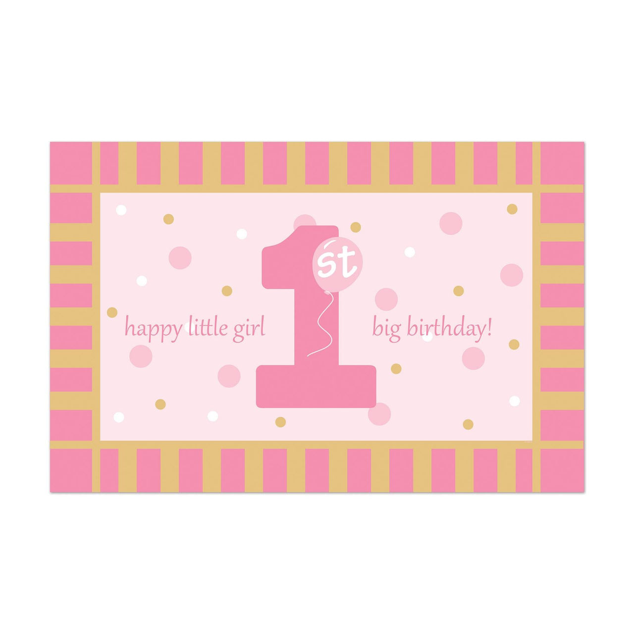 Plastic 1st Birthday Party Floor Mat- Pink - Bulk 12 Pack