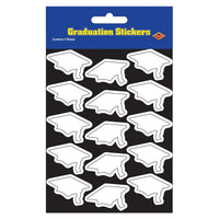 Grad Cap Graduation Party Stickers white - Bulk/48 Sticker Sheets