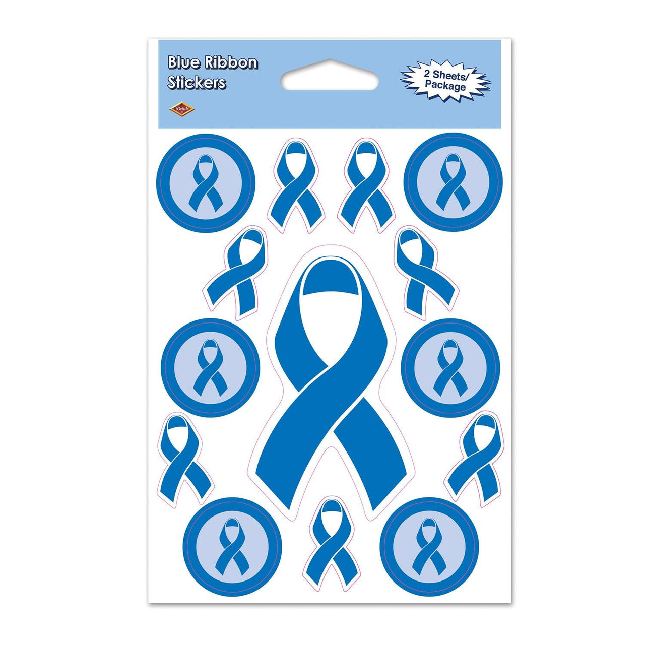 Blue Ribbon Party Stickers - Bulk/24 Sticker Sheets