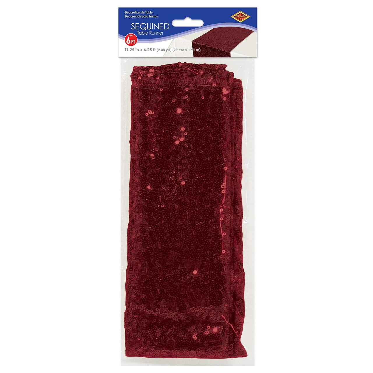 Bulk Sequined Table Runner - burgundy (Case of 12) by Beistle