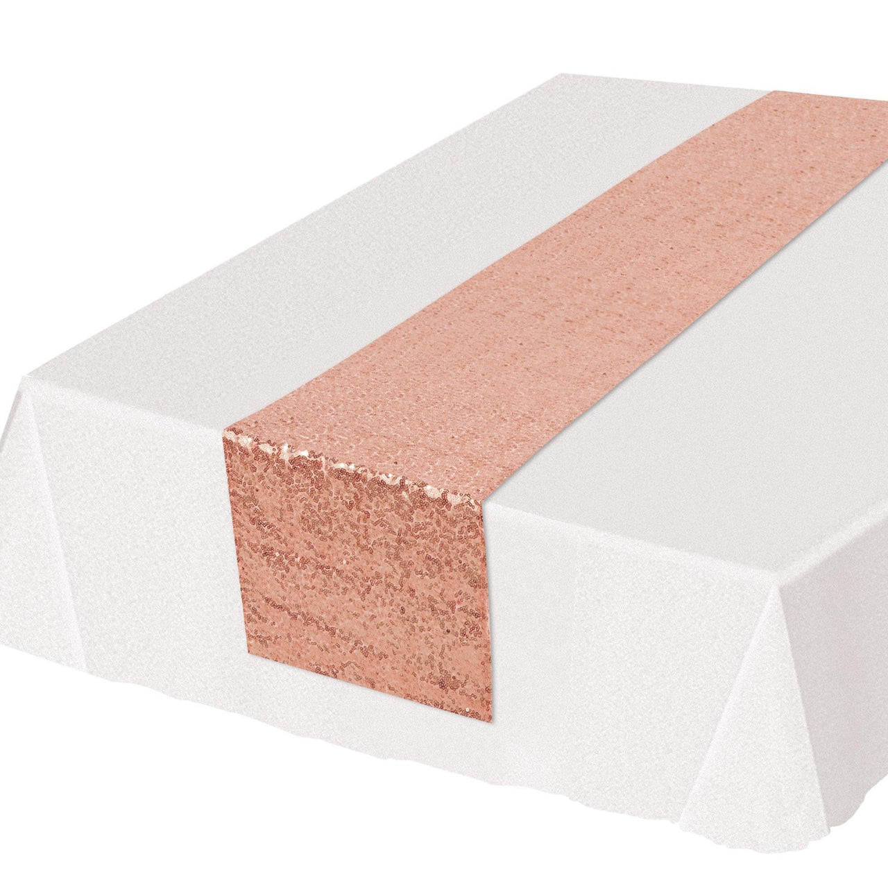 Sequined Party Table Runner - rose gold - Bulk 12 Pack
