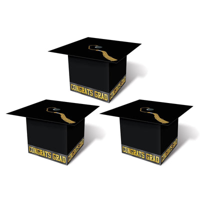 Grad Cap Graduation Party Favor Boxes - black - Bulk 36 Pack