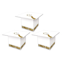 Grad Cap Graduation Party Favor Boxes - white - Bulk 36 Pack