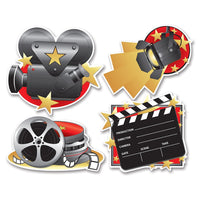 Movie Set Party Cutouts- Multicolor - Bulk 48 Pack