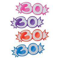 30th Birthday Party Mini Glittered Foil Cutouts - Bulk 192 Pack