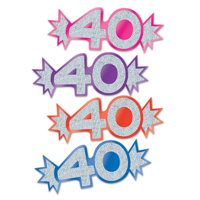 40th Birthday Party Mini Glittered Foil Cutouts - Bulk 192 Pack
