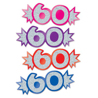 60th Birthday Party Mini Glittered Foil Cutouts - Bulk 192 Pack