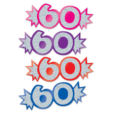 60th Birthday Party Mini Glittered Foil Cutouts - Bulk 192 Pack