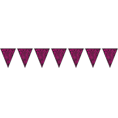 Zebra Print Pennant Banner - Bulk 12 Pack