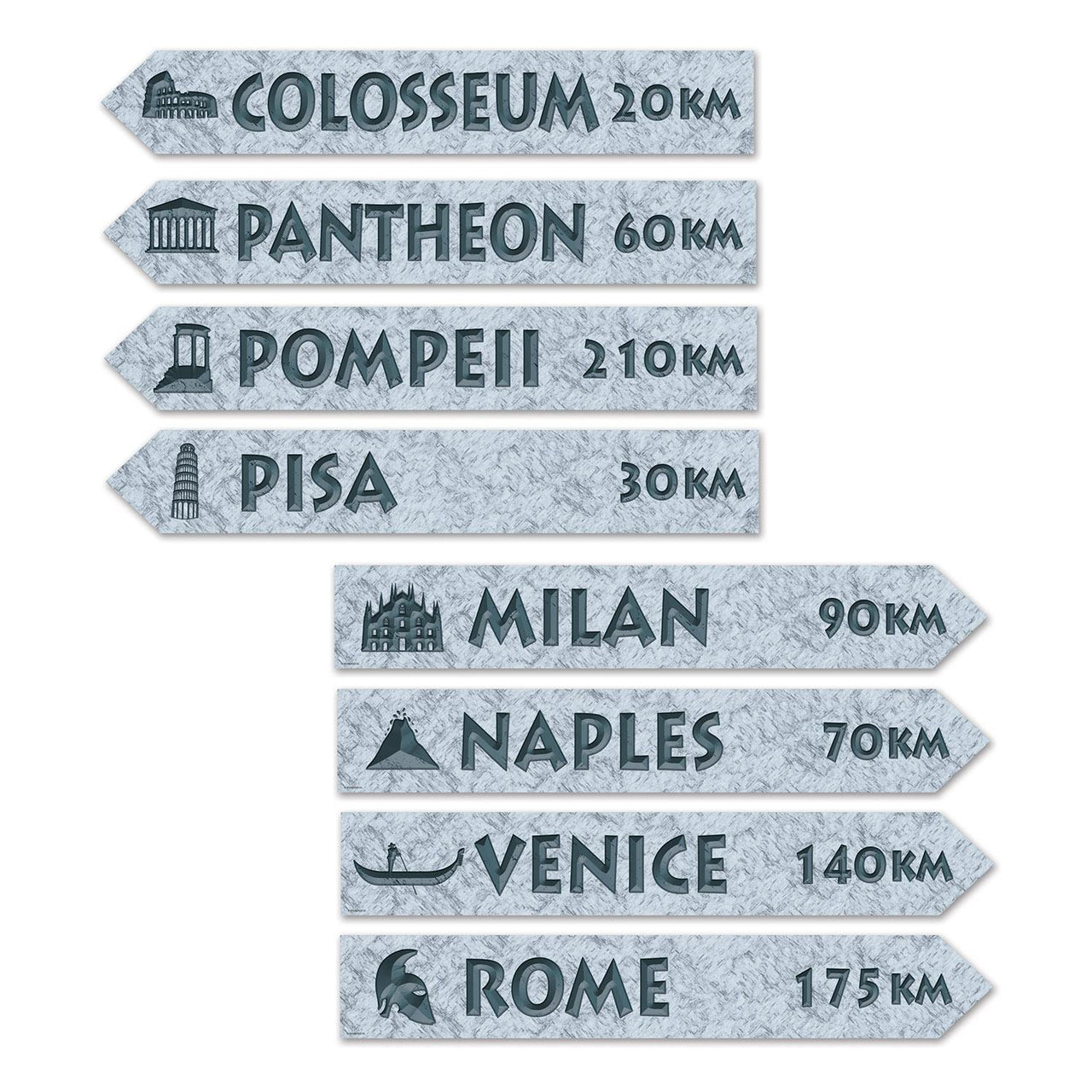 Italian Street Party Sign Cutouts - Bulk 48 Pack