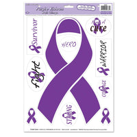 Purple Ribbon/Find A Cure Peel 'N Place Cling Sheets - Bulk/12 Cling Sheets