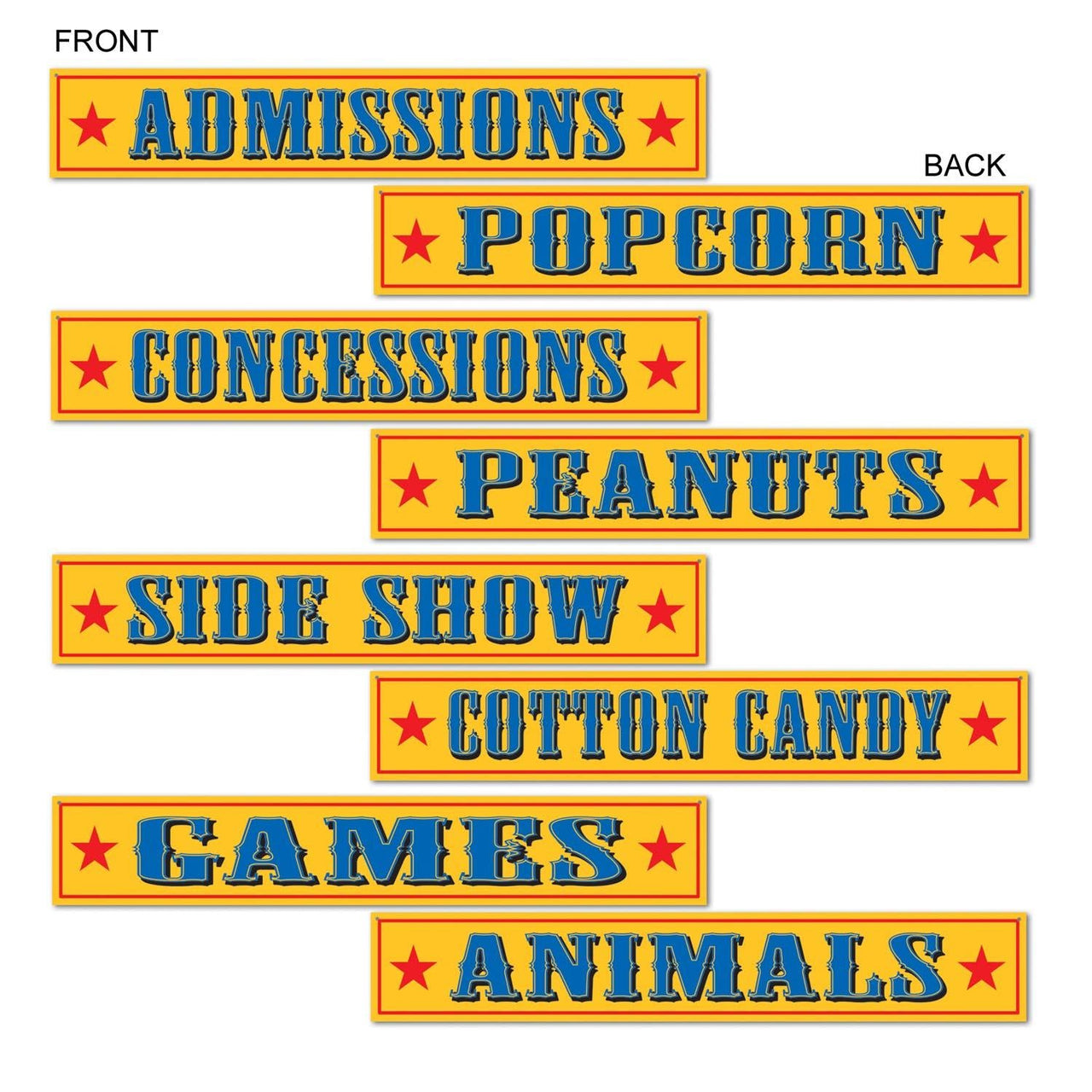 Circus Sign Cutouts - Bulk 48 Pack