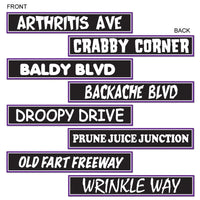 Over The Hill Birthday Street Sign Cutouts - Bulk 48 Pack