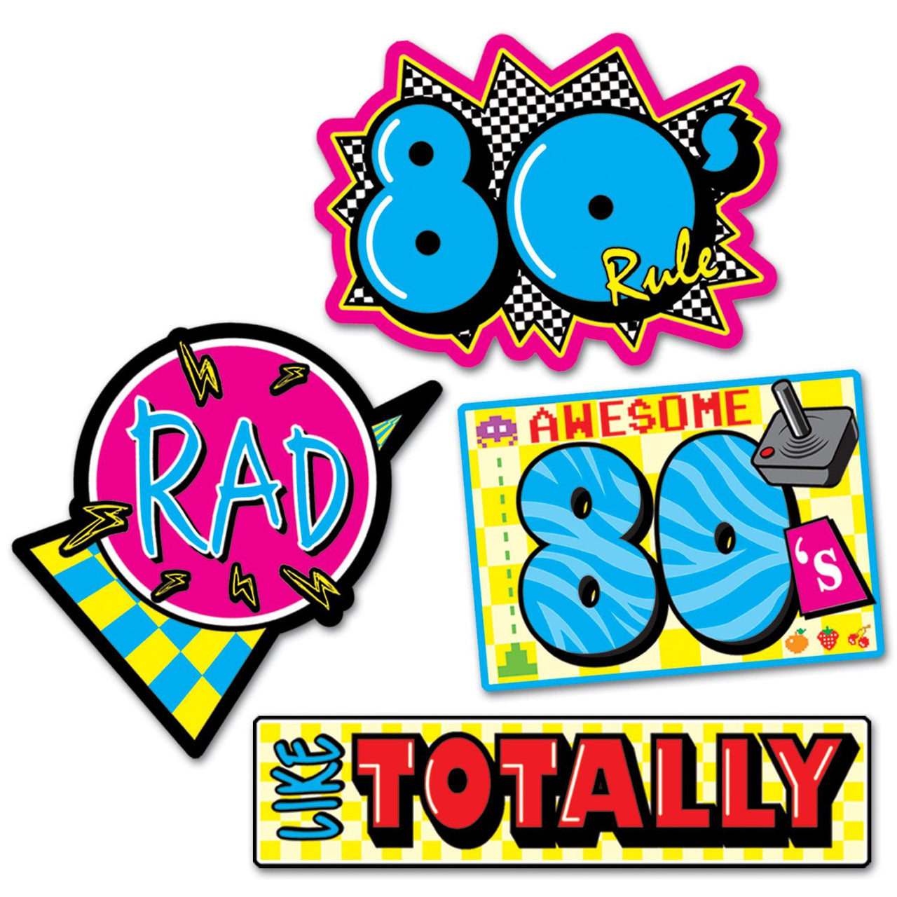 Awesome 80's Party Cutouts - Bulk 48 Pack