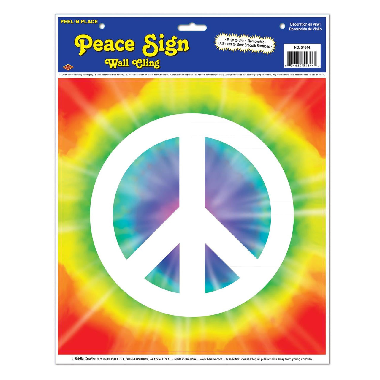 Peace Sign Party Peel 'N Place Clings - Bulk/12 Clings