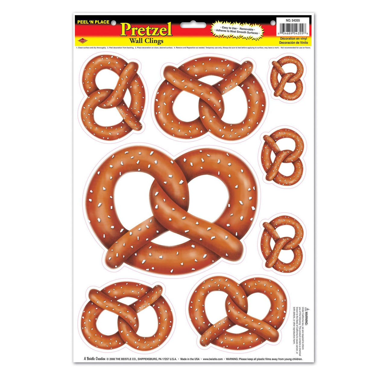 Oktoberfest Pretzels Peel 'N Place Clings - Bulk/96 Clings