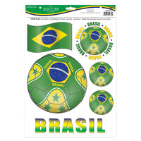 Brazil Soccer Peel 'N Place Decals - 6 Stickers per Sheet