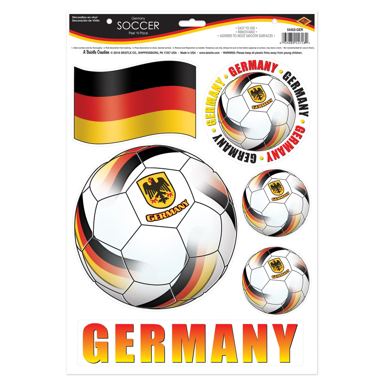 12 Pack Bulk Germany Soccer Peel 'N Place Decals