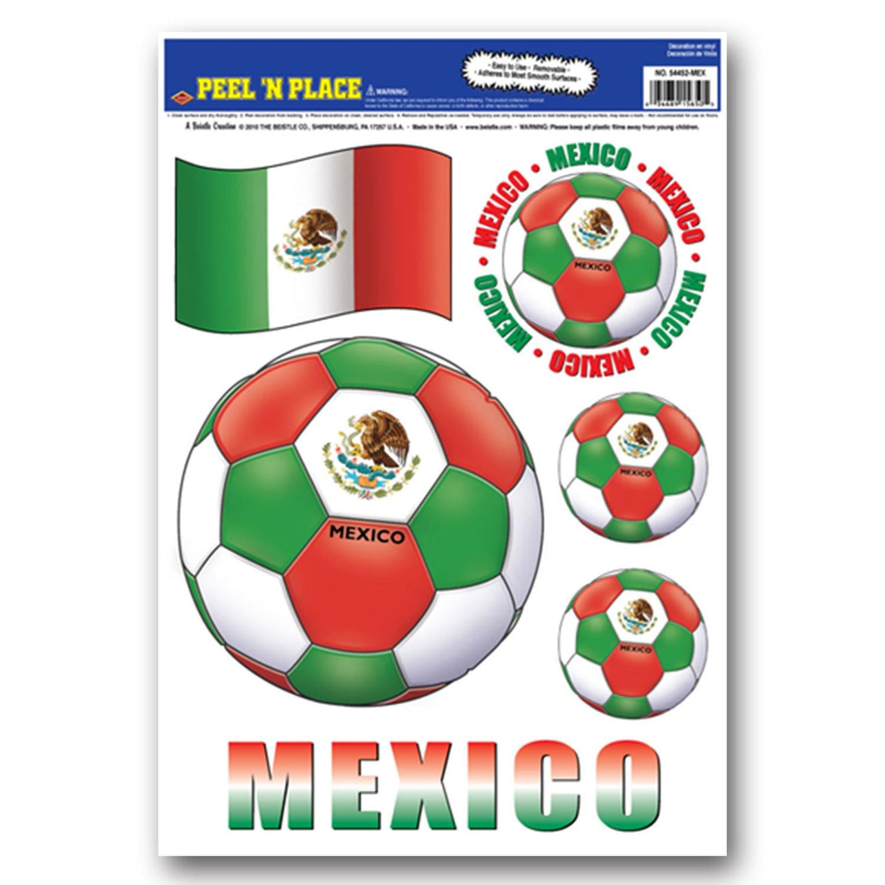 Soccer Party Peel 'N Place Clings - Mexico - Bulk/72 Clings