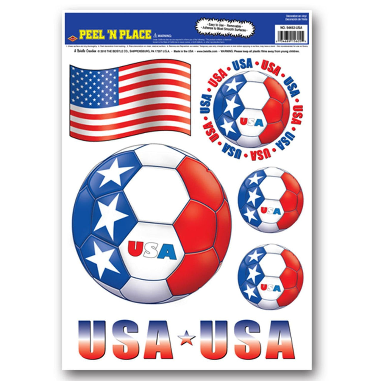 Soccer Party Peel 'N Place Clings - United States - Bulk/72 Clings
