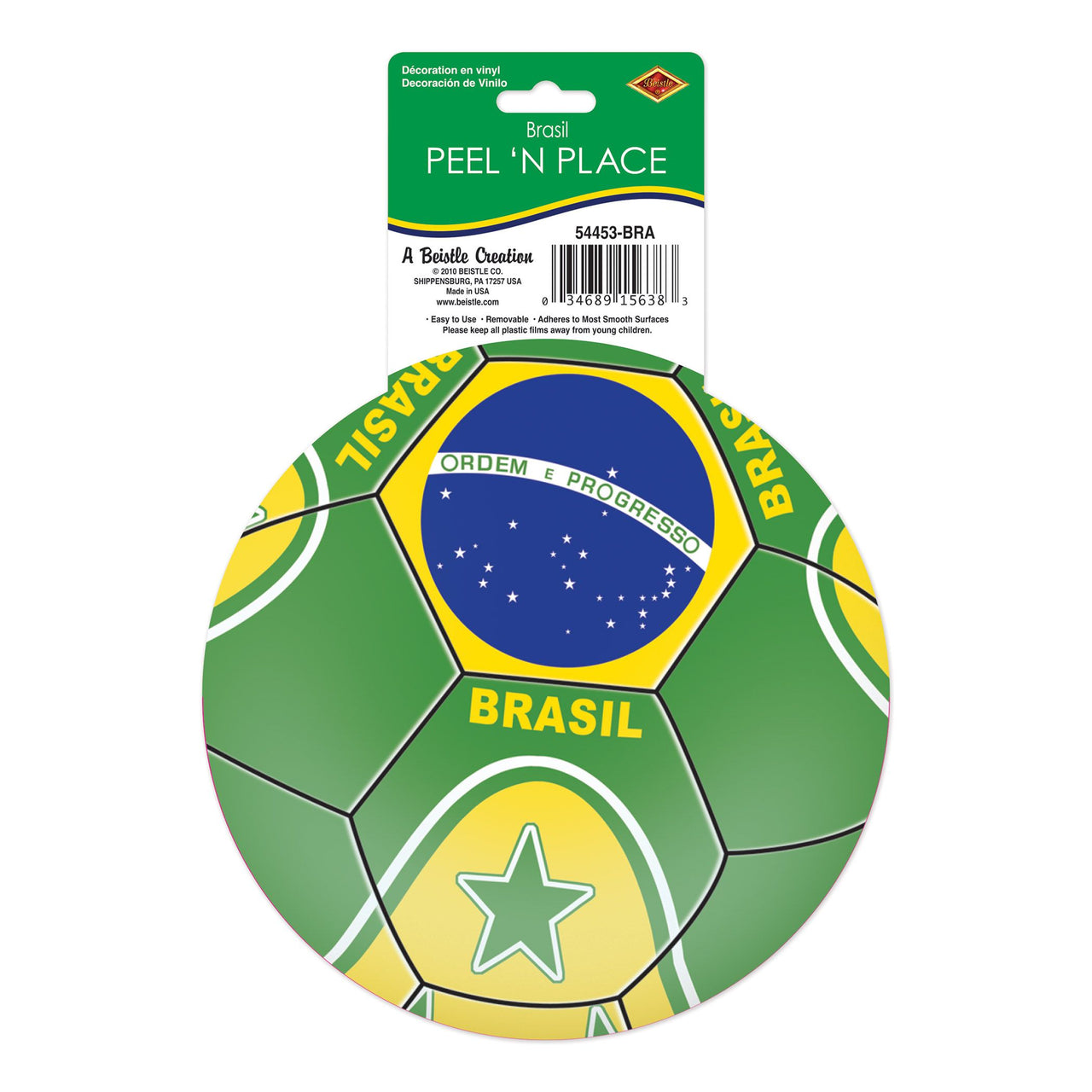 12 Pack Bulk Brasil Soccer Peel 'N Place Decal 5.25 inch Sheet