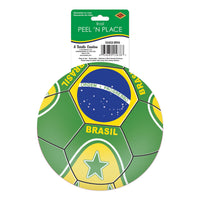 12 Pack Bulk Brasil Soccer Peel 'N Place Decal 5.25 inch Sheet