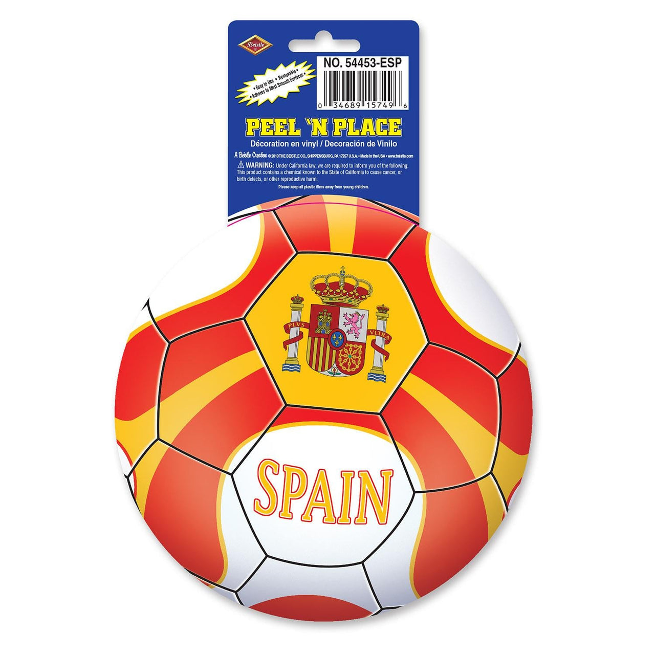 Soccer Party Peel 'N Place Clings - Spain - Bulk/12 Clings