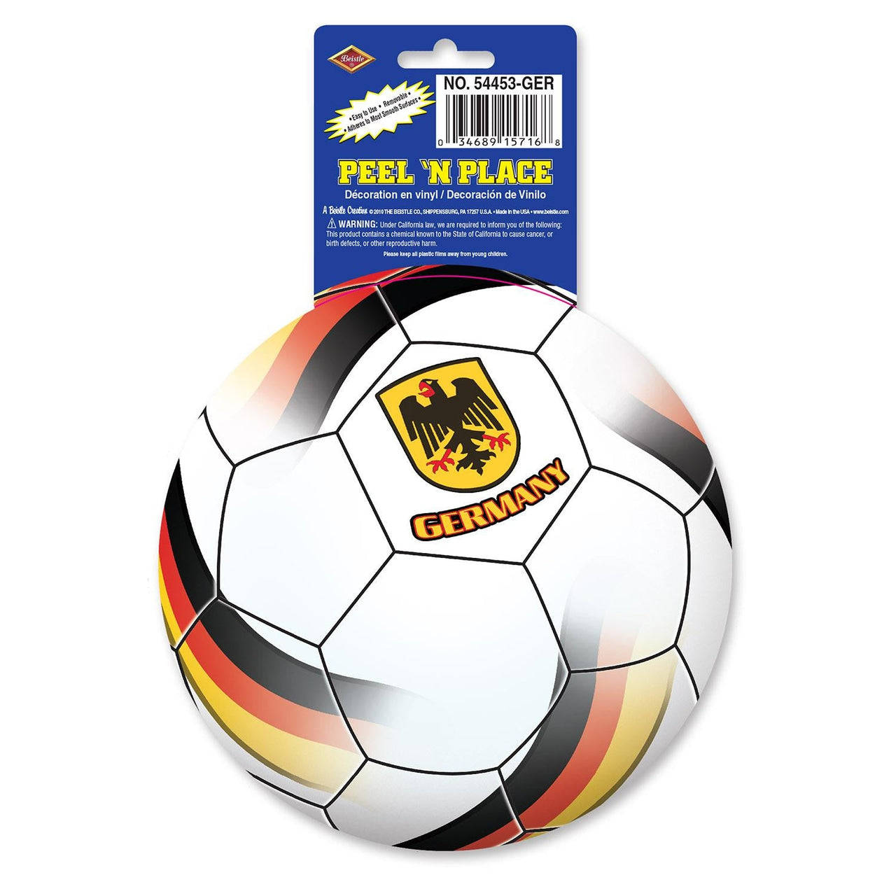 Soccer Party Peel 'N Place Clings - Germany - Bulk/12 Clings