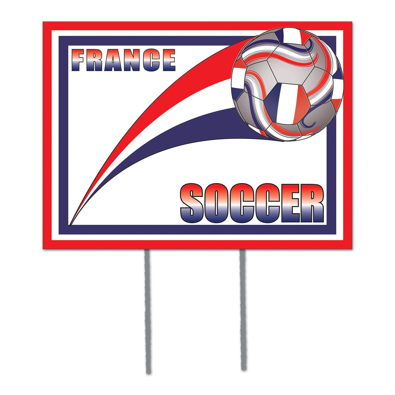 Soccer Party Plastic Yard Sign - France - Bulk 6 Pack