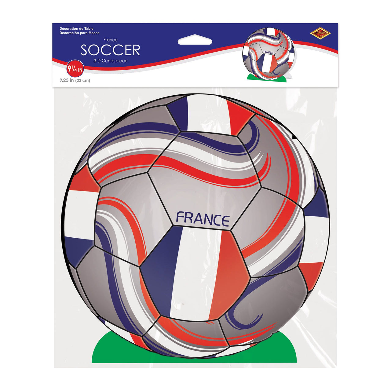 12 Pack Bulk France Soccer 3D Centerpiece 9.25 Inch Party Decoration