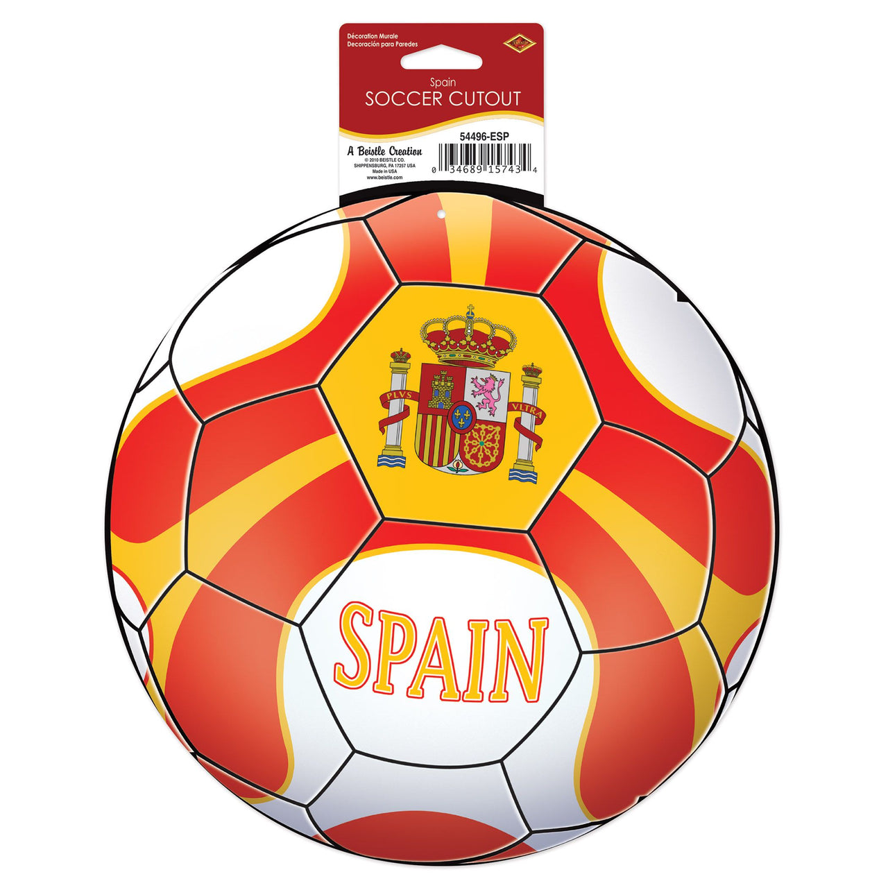 12 Pack Bulk Spain Soccer Ball Cutout 10 inch Double-Sided Decoration