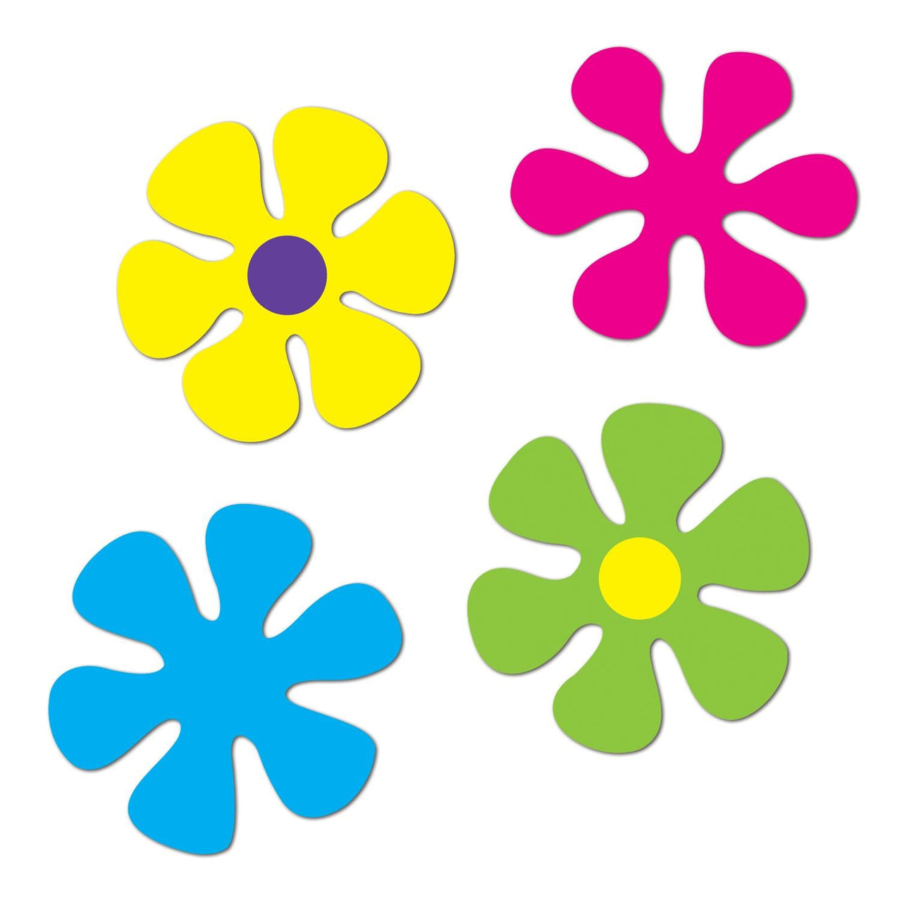 Retro Flower Party Cutouts - Bulk 48 Pack