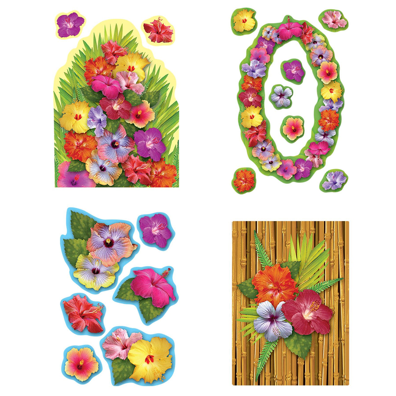 Luau Party Hibiscus Cutouts - Bulk/216 Cutouts