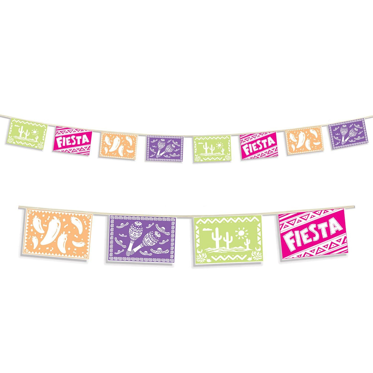 Fiesta Picado Style Pennant Banner - Bulk 12 Pack