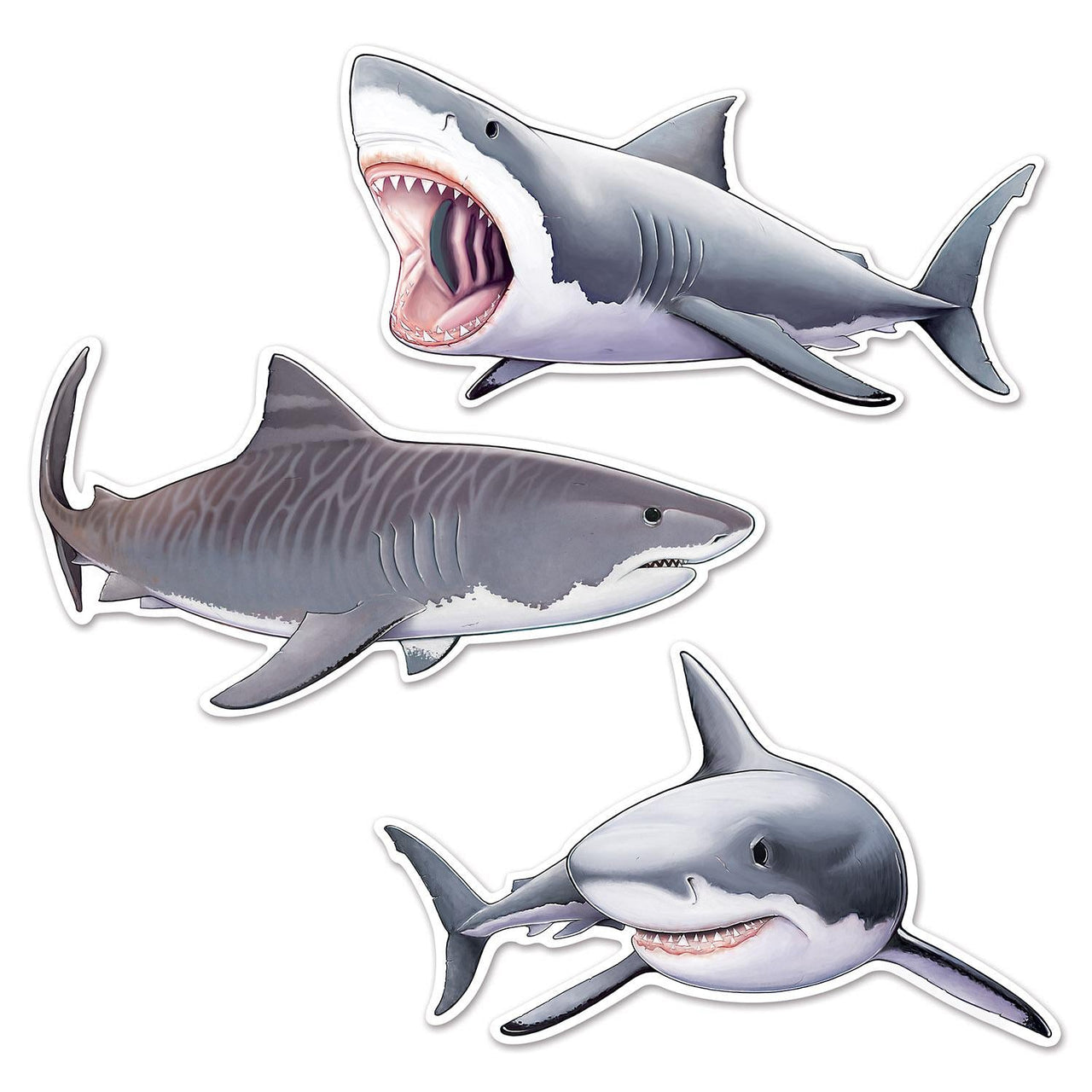 Shark Cutout Decorations - Bulk 36 Pack