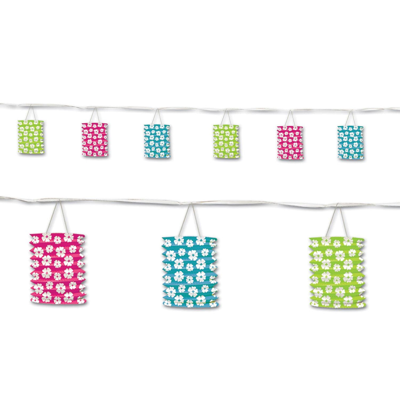 Luau Party Hibiscus Lantern Garland - Bulk 6 Pack