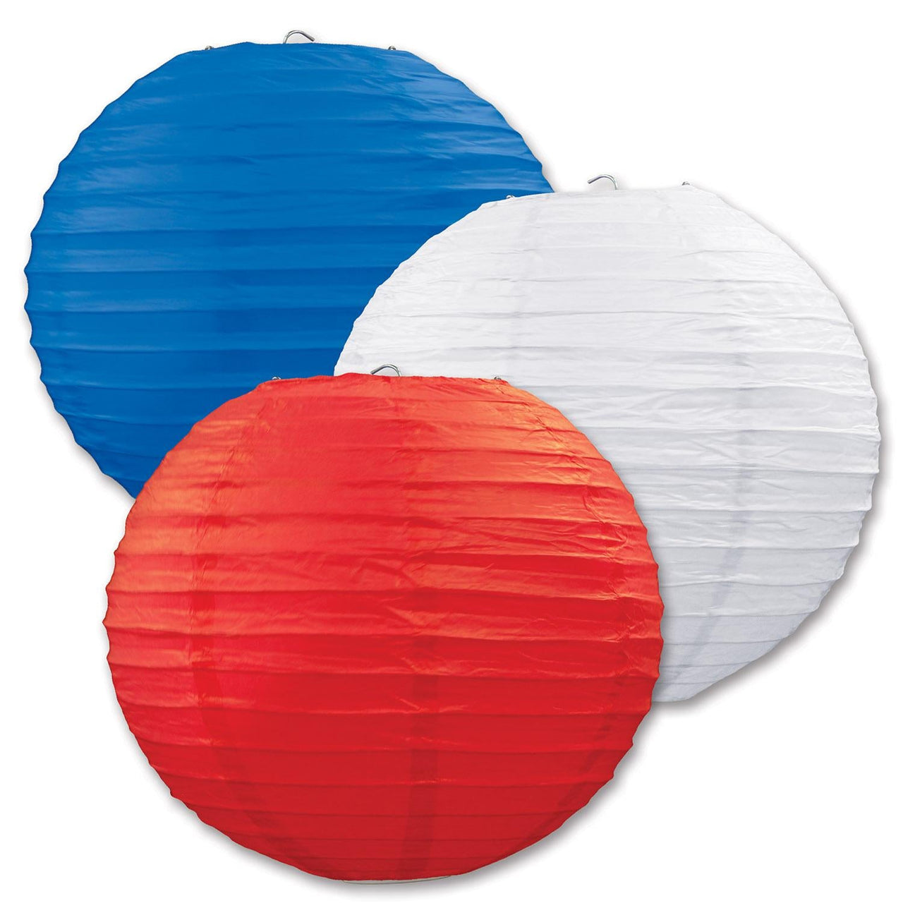 Paper Lanterns - Asst red - white - blue Party Decor - Bulk 18 Pack