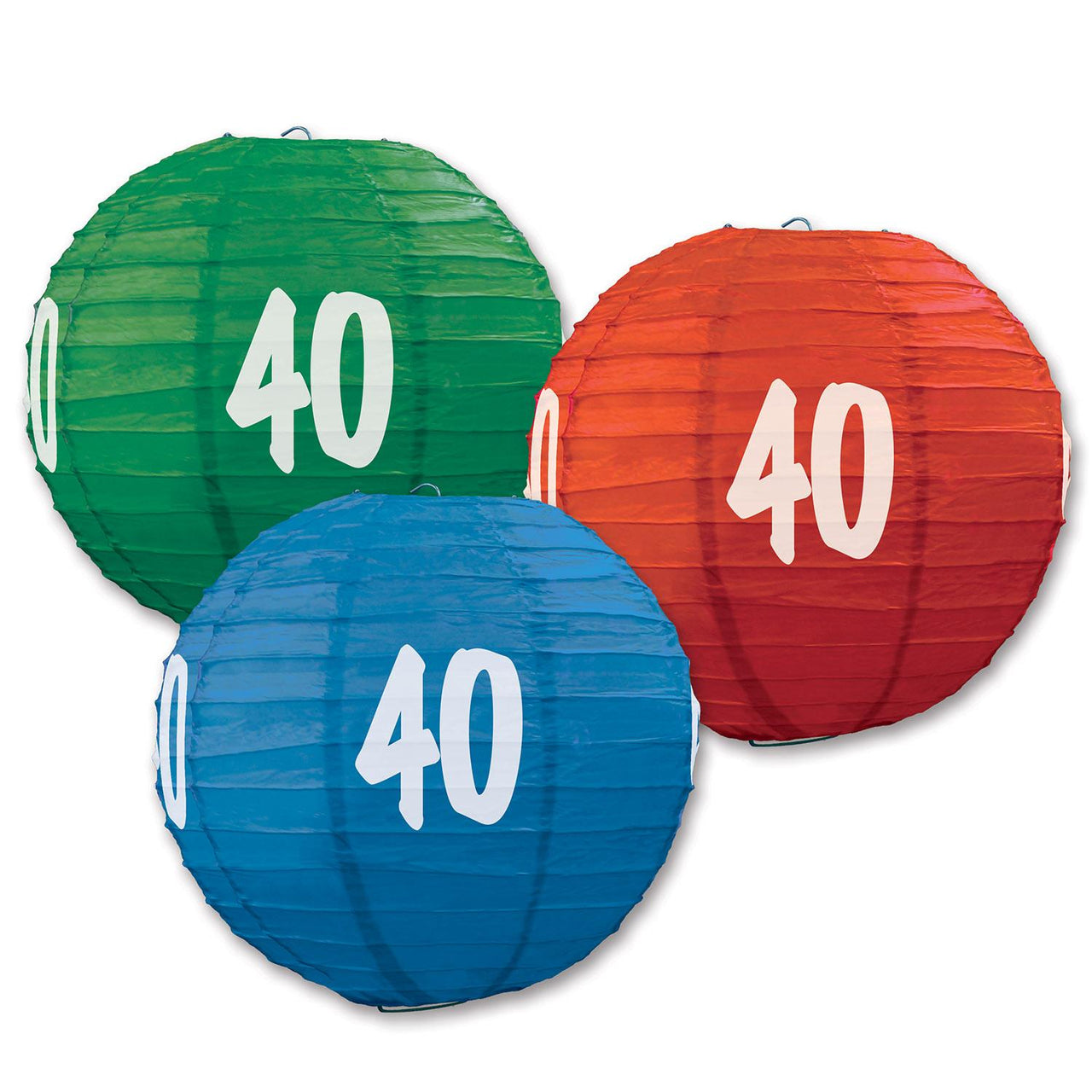 40th Birthday Party Paper Lanterns - Bulk 18 Pack
