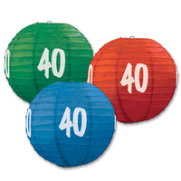 40th Birthday Party Paper Lanterns - Bulk 18 Pack