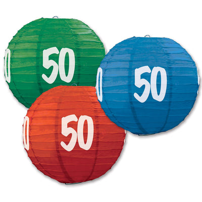 50th Birthday Party Paper Lanterns - Bulk 18 Pack