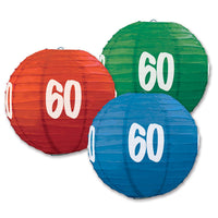 60th Birthday Party Paper Lanterns - Bulk 18 Pack