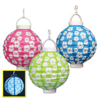 Luau Party Light-Up Hibiscus Paper Lanterns - Bulk 18 Pack