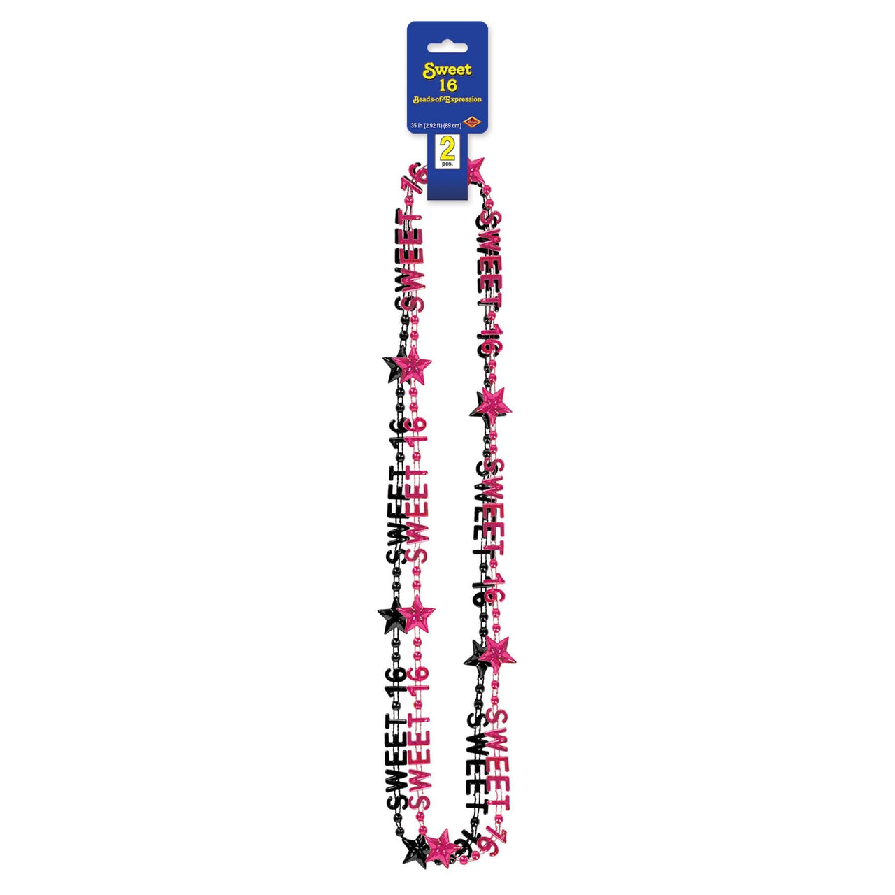 Sweet 16 Bead Necklaces, Assorted black and cerise 