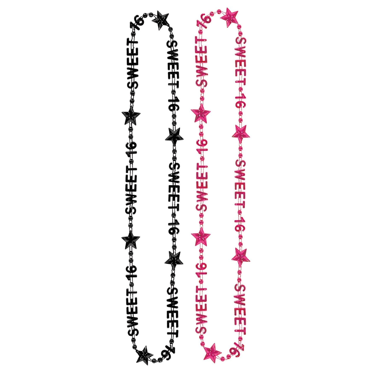 Sweet 16 Birthday Party Bead Necklaces - Bulk 24 Pack