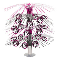 Sweet 16 Birthday Party Cascade Centerpiece- Pink and Black - Bulk 6 Pack