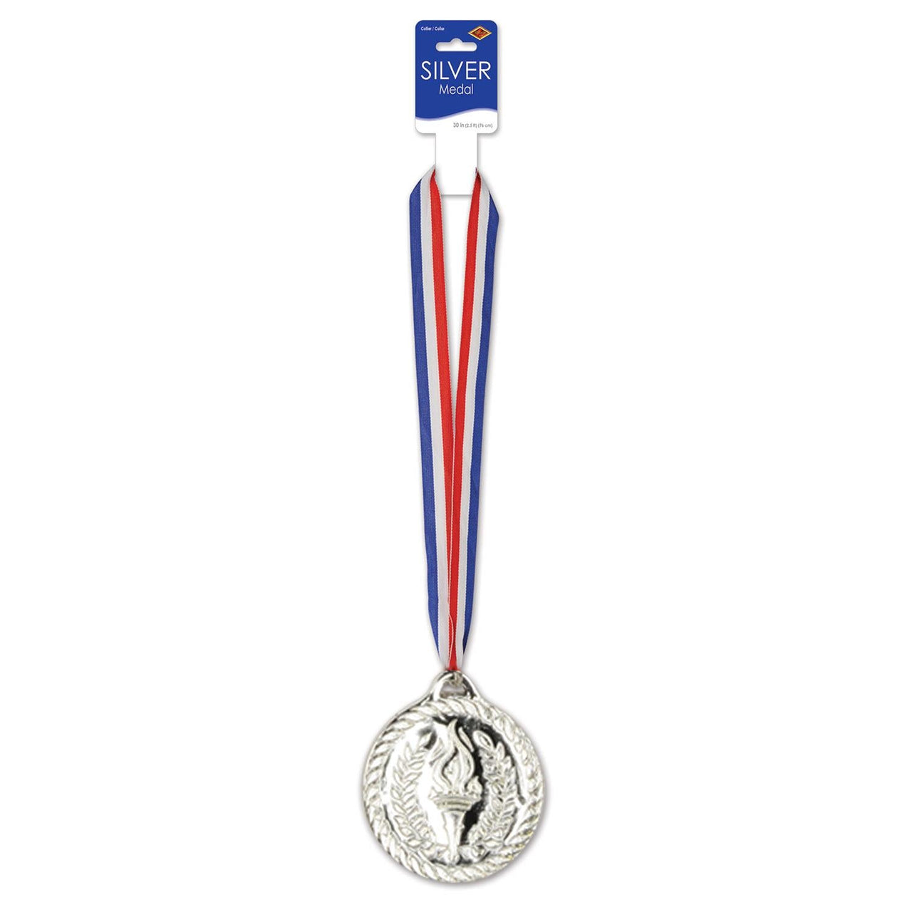 4 Inch- Silver Medal with Ribbon - Bulk 12 Pack