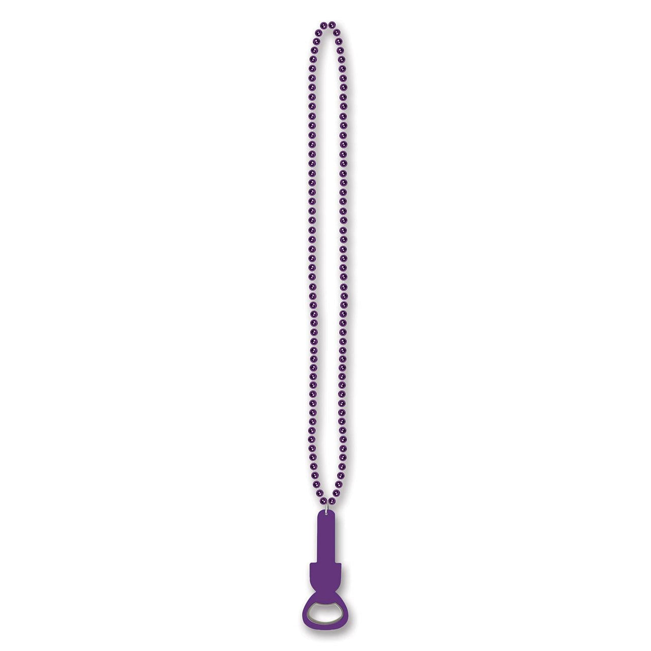 Bead Necklace with Bottle Opener - purple - Bulk 12 Pack