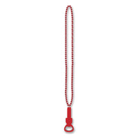 Bead Necklace with Bottle Opener - red - Bulk 12 Pack
