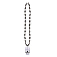 Graduation Party Bead Necklaces with Grad Glass - black - Bulk 12 Pack